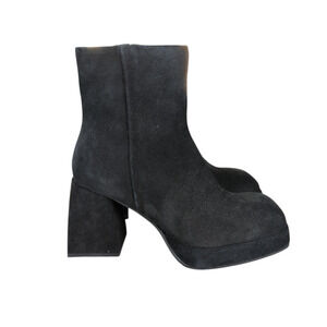 Steve Madden Treasure Suede Leather Square Toe Ankle Boot Square Chunky 6.5 Heel